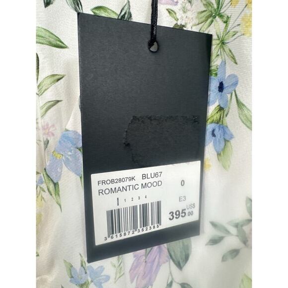 NWT The Kooples Floral Shirred Puff-Sleeve Mini Dress XS - Picture 9 of 10